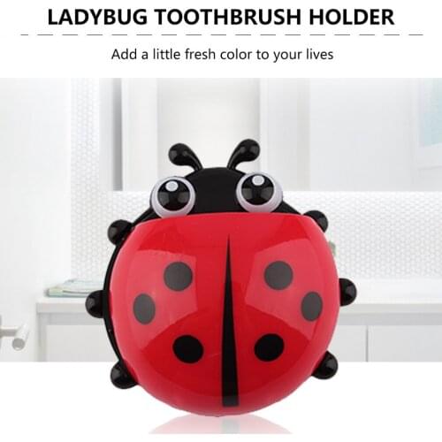 1PC Ladybug Toothbrush Holder Fashion Cup Bathroom Toothbrush Wall Suction Holder Rack Container Organizer Home Accessories