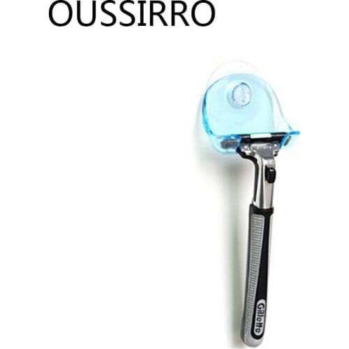 1Pcs Bathroom Cupula Set Plastic Blue/Gray Super Suction Cup Razor Holder Shaving Razor Rack Bathroom Wall-mounted Shaver Shelf