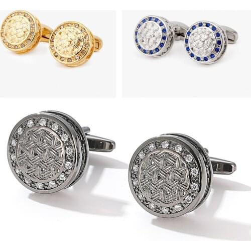 10pairs/lot Classic Retro Hollow Crystal Cufflinks Wedding/Business Style Mens Jewelry Accessory Wholesale