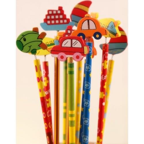 120pcs wooden cartoon boat pencil cute kids pencils for school office writing children carpenter pencil graphite free shipping