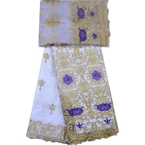 2018 Hot Selling Bazin Riche Set White Cotton With Beaded Bazin Riche Dress Lace With Tulle Set Brocade For Matching Retail 1308