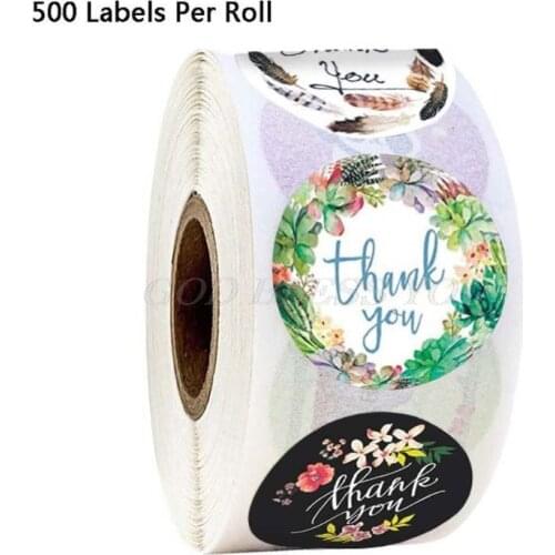 500pcs 8 Designs Flower Thank You Stickers Wedding Favors Party Handmade Scrapbooking Gift Packaging Seal Labels Drop Shipping