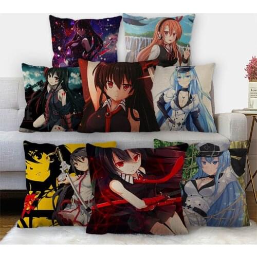 Akame ga Kill! Pillowcase High Quality Home Textile Cotton Linen Fabric 45x45cm One Side Decoration Pillow Cover New 11-17