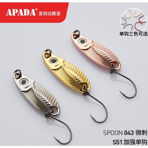APADA Spoon 043 Micro thornse 2.5-5g Strengthen Single Hook Zinc alloy Metal Spoon Fishing Lures Trout