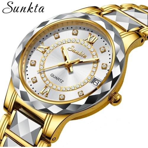 SUNKTA Sapphire Mirror Luxury Quartz Women Watch Tungsten Steel Material Waterproof Watches Ladies Watches Clock Relogio Feminin