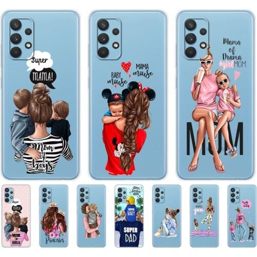 Case For Samsung Galaxy A32 A42 A52 A72 4G 5G S21 plus Note 20 ultra phone back Cover coque bumper Baby Mom Girl dad super