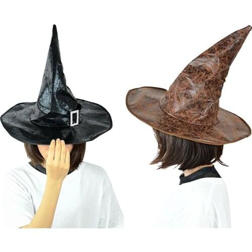 Black Brown Witch Hat Halloween Decoration For Home Decor DIY Masquerade Party Decoration Adult Kids Cosplay Costume Shoot Props