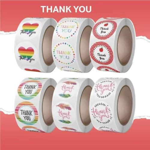 Flowers Thank You Stickers Seal Labels 500pcs Paper Gift Decoration Sticker For Wedding,Business,Birthday,Festival Stationery