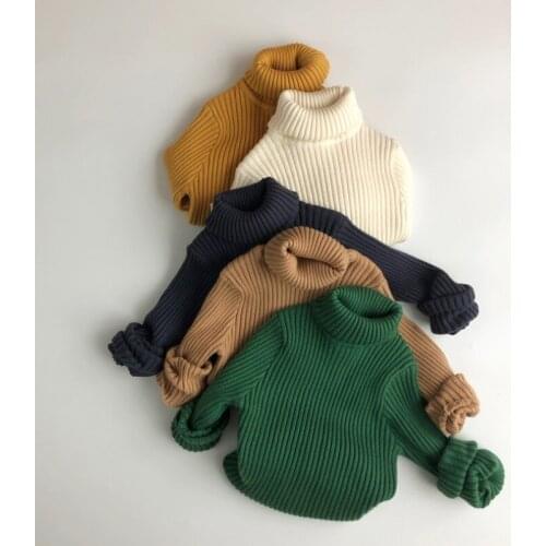 Baby Sweater Fall And High Collar Knit Pullover Green Childrens Clothing Knitted Sweater girls sweater