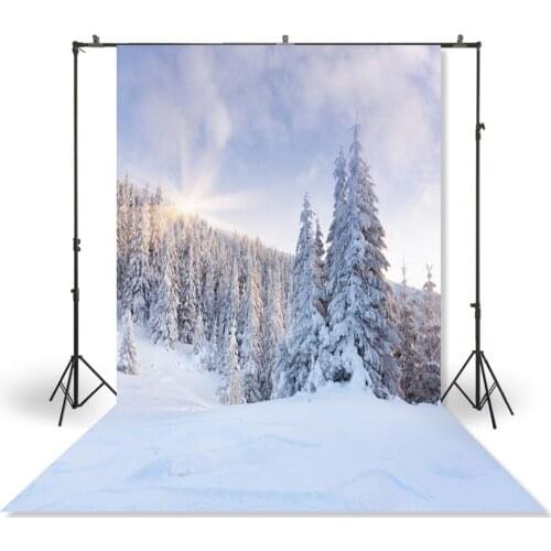 HUAYI Photography Backdrop Newborns Baby Child Photo Booth Background Snowy Winter Forest Christmas Backdrops XT-026
