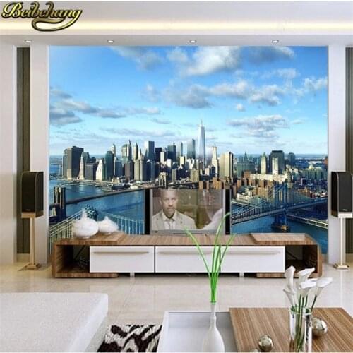 Beibehang 3d photo wall paper High quality modern architecture New York City World Vision Development 3d mural wallpaper