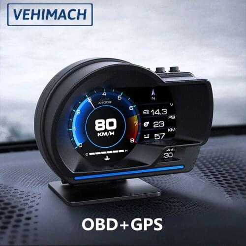 Head Up Display OBD2 GPS Car HUD Navigation Head-up Auto Digital Speedometer Alarm Ambient Light Detector Consumption KMH MPH