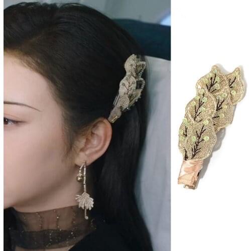Jingtian stars same hair style retro creative design fairy super Sensen high quality yellow leaf hairpin headdress