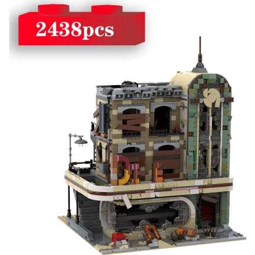 DIY City Street View Downtown Restaurant Building Blocks Architecture House Model Bricks Kids Educational Toys for Children Gift