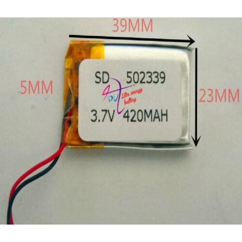 Best battery brand 502339 3.7V 420mah 502540 Lithium polymer Battery with Protection Board For Bluetooth GSP Digital Products