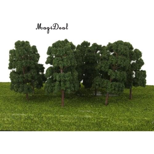 MagiDeal 10Pcs Plastic Model Trees Train Railway Wargame Diorama Architecture Village Layout HO Scale for Classroom House Decor