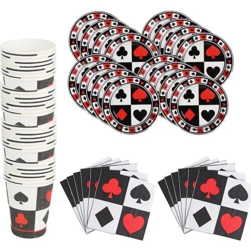 MEIDDING Casino Card Night Birthday Party Supplies Disposable Tableware Plates Napkins Cups Set Las Vegas Themed Parties Supply