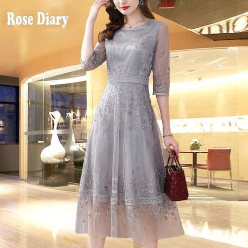 RoseDiary 2021 Fashion Designer Summer Vintage Party Dress Women Full sleeve Patchwork Embroidered Black Mesh Long Dress