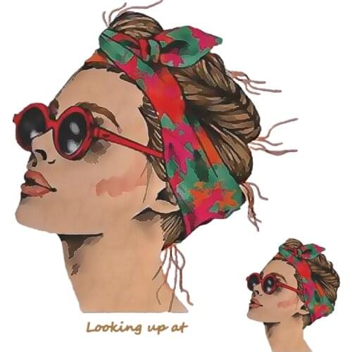 Fashion Patches Iron On Transfer Stickers Heat Transfers Patch For Clothing T-shirt DIY Fabric Applique Cartoon beauty