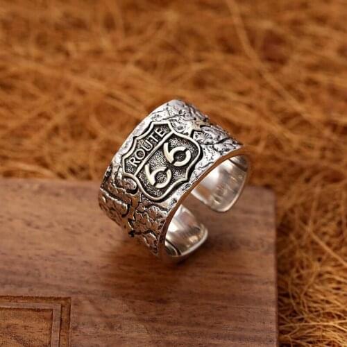 New Freedom Road No. 66 Mens Personalized Opening Adjustable Ring European Style Hip Hop Trend Wide Ring Fashion Trend