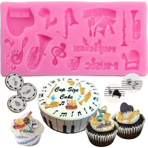 Musical Instruments Music Notes Silicone Candy Mold DIY Cupcake Topper Fondant Cake Decorating Tools Chocolate Gumpaste Mould