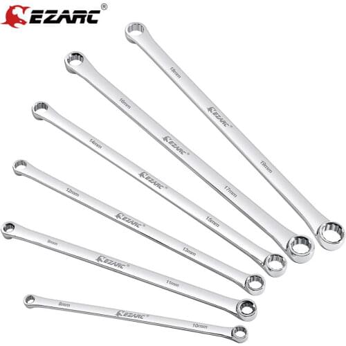 Ratchet Spanner Extra Long Box End Wrench Set, Metric Combination Durable Aviation Spanner 6PCS CRV 8mm - 19mm
