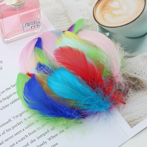 Natural Plumes 100pcs 6-12cm Marabou Feather Plume Fluffy Wedding Dress DIY Craft Party Decor Accessories Colourful Feathers