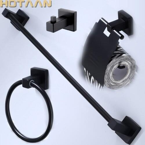 Stainless Steel Black Bathroom Accessories Set,Robe hook,Paper Holder,Towel Bar,Towel ring,bathroom sets,YT-10700H-A