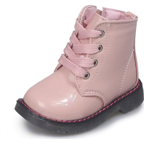 New Waterproof Children Autumn Martin Boots For Baby Girl Fashion Ankle Patent Leather Boots Kids Princess Shoe 1 2 3 4 5 6 Year