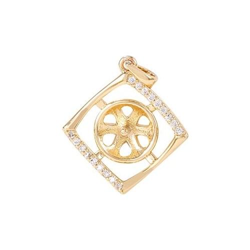 Factory Wholesale Gold Color Brass And Zircon Rhombus Charms Pendants Necklace And Bracelet Earring Diy Jewelry Accessories