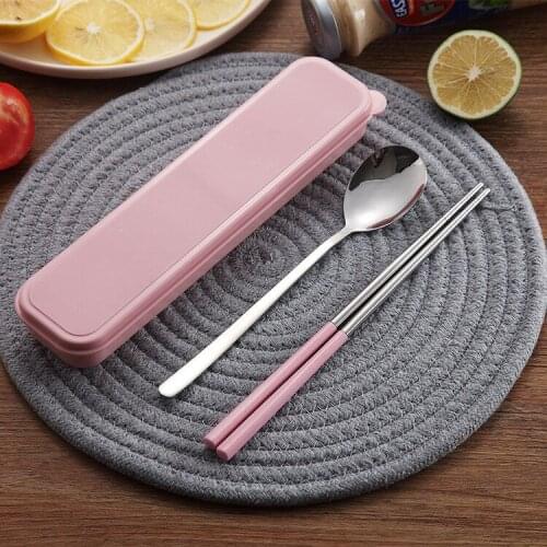 Portable Dinnerware Set Stainless Steel Tableware With Box For Kid Travel Picnic Cutlery Dinner Set Kitchen Accessories A4