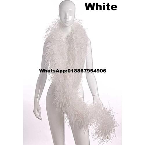 Asia Ra 10 meters White ostrich Feather Boas 4plies handmade Ostrich Feather fringes for wedding decor