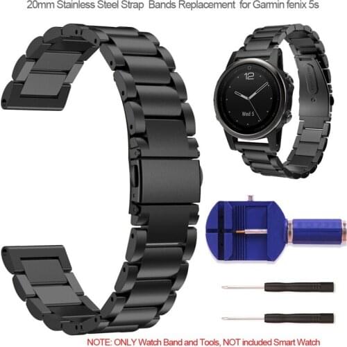 20mm Stainless Steel Strap Wrist Band with Durable Folding Metal Clasp for Garmin fenix 5S /Fenix 5S Plus(NOT Quick Fit)
