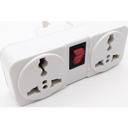 White copper 250v 10A 2p UK EU US adaptor socket Portable 2way outlet extend converter plug socket with on off light switch