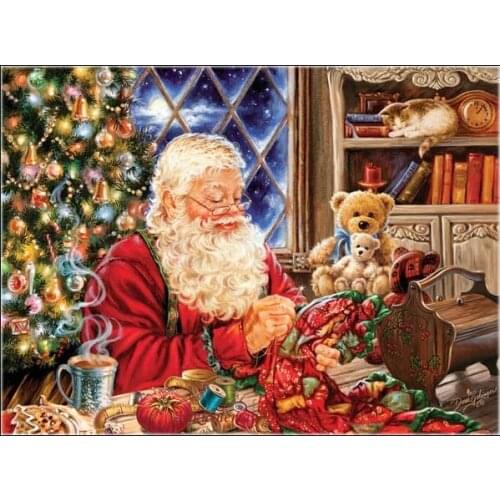 Counted Cross Stitch Kits Needlework Embroidery - Crafts 14 ct Aida DMC Color DIY Arts Handmade Home Decor - Santa Sew Sweet