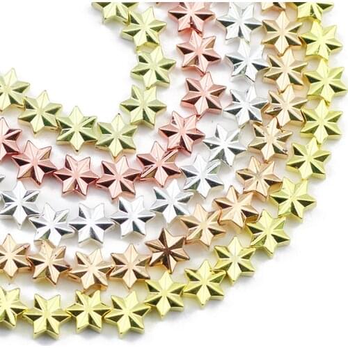 Six-Pointed Star Rose Gold Hexagram Natural Stone Hematite Spacer Loose Beads For Jewelry Making Handmade DIY Bracelet 7MM 55pcs