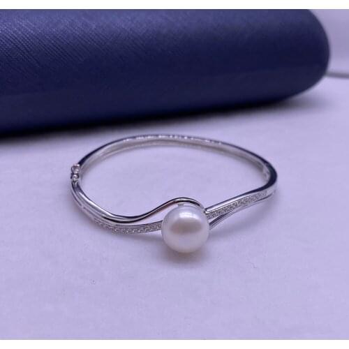 Sinya Tendy pure silver Bangles natural pearl fine jewelry women girl Mother Christmas brithday gift New arrival