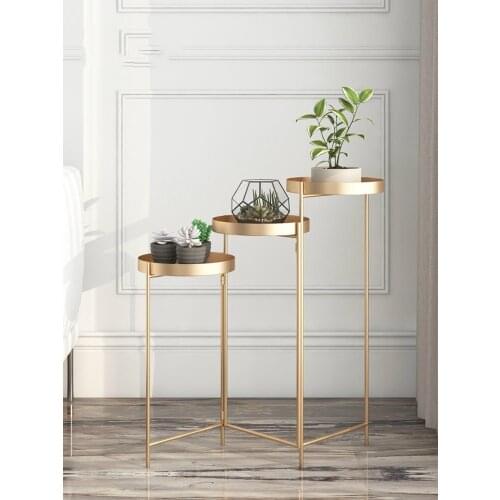 Nordic Wrought Iron Floor-mounted Folding Flower Stand, Living Room Simple Storage Disc Decoration, Simulation Green Plant Pot