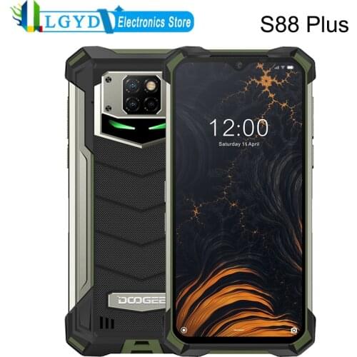 DOOGEE S88 Plus Rugged Phone 8GB+128GB 6.3'' Android 10 10000mAh Battery Triple Back Cameras SOS OTG Dual SIM Cellphone