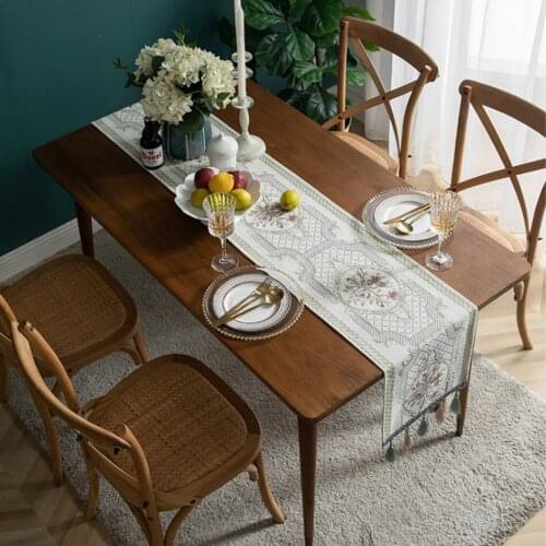 Modern Simple American Chenille Jacquard Table Cloth Long Bed Towel Tea Table TV Cabinet Tablecloth Party Wedding Table Runner