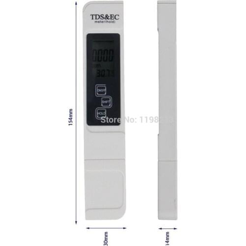2PCS TDS Tester EC meter Water Quality Purity Tester Conductivity Meter TDS Meter Monitor Detector 3-in-1 0-5000ppm TDS & EC