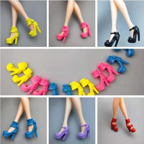 6 Pairs/lot High Heel Princess Doll Shoes For Barbie Accessories Foot Wear Sneakers Sandals Boots For Barbie Dolls Shoes Kid Toy