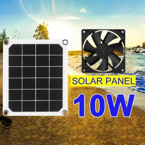 6V 10W Outdoor Solar Power Panel mini Ventilator Exhaust Fan USB Charging for Greenhouse Chicken House