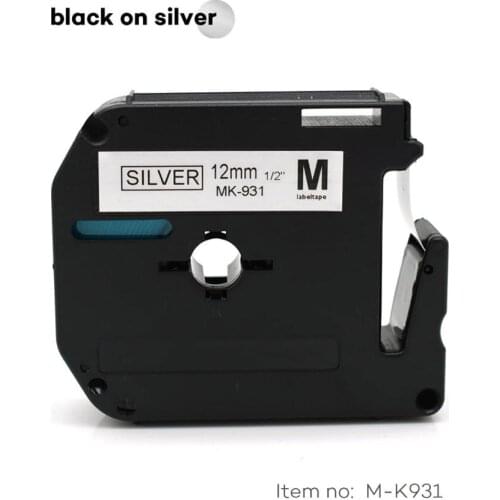 12mm MK-931 black on silver label tapes M-K931 MK931 MK 931 mk931 mk-931 Compatible brother p-touch Label Printer for PT-80
