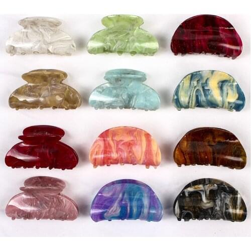 Acrylic Hair Claw Clips Women Girls Candy Color Hairpins Marble Slab And Star Board Medium Horsetail Clip Hair Accessories