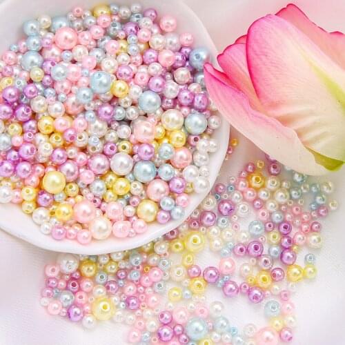 3-8mm 10g 150pcs ABS Pearl Round Beads Colorful Plastic Ball For Kids Necklace Bracelet DIY Jewelry Components Making Box Filler