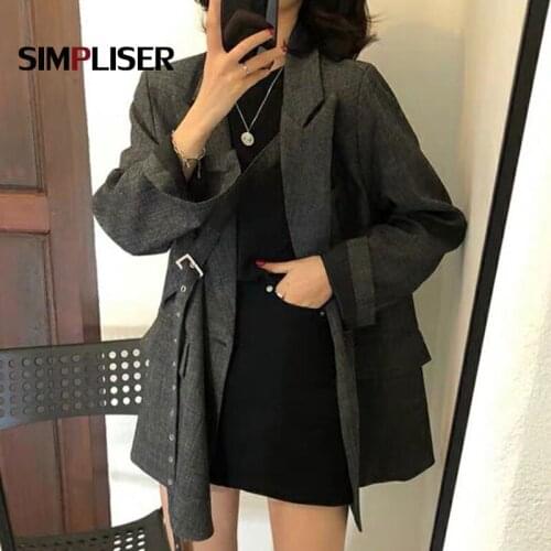 British Style High Street Women Blazer Oversized Female Loose Blazer Jackets 2020 Autumn Winter Ladies Coats Blazer Mujer