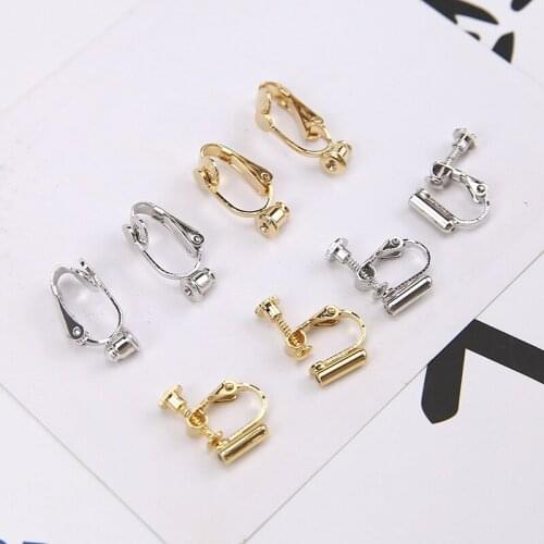 10pcs Genuine Gold Electroplating Painless Ear Hole Ear Clip Converter Ear Ornaments Wholesale Diy Earring Jewelry Making