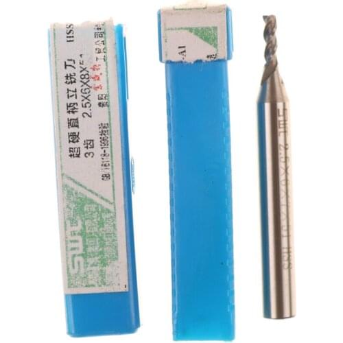 2.5*6*8*52mm 3 Flute End Mill Router Drill Bit Cutter HSS Straight Shank Tool Whosesale