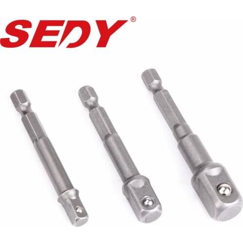 2020-SEDY 3Pcs Socket Bit Adapter Drill Nut Driver Hex Bit Set Quick Change Hex Shank Set 1/4" 3/8" 1/2" Extension Power Tools
